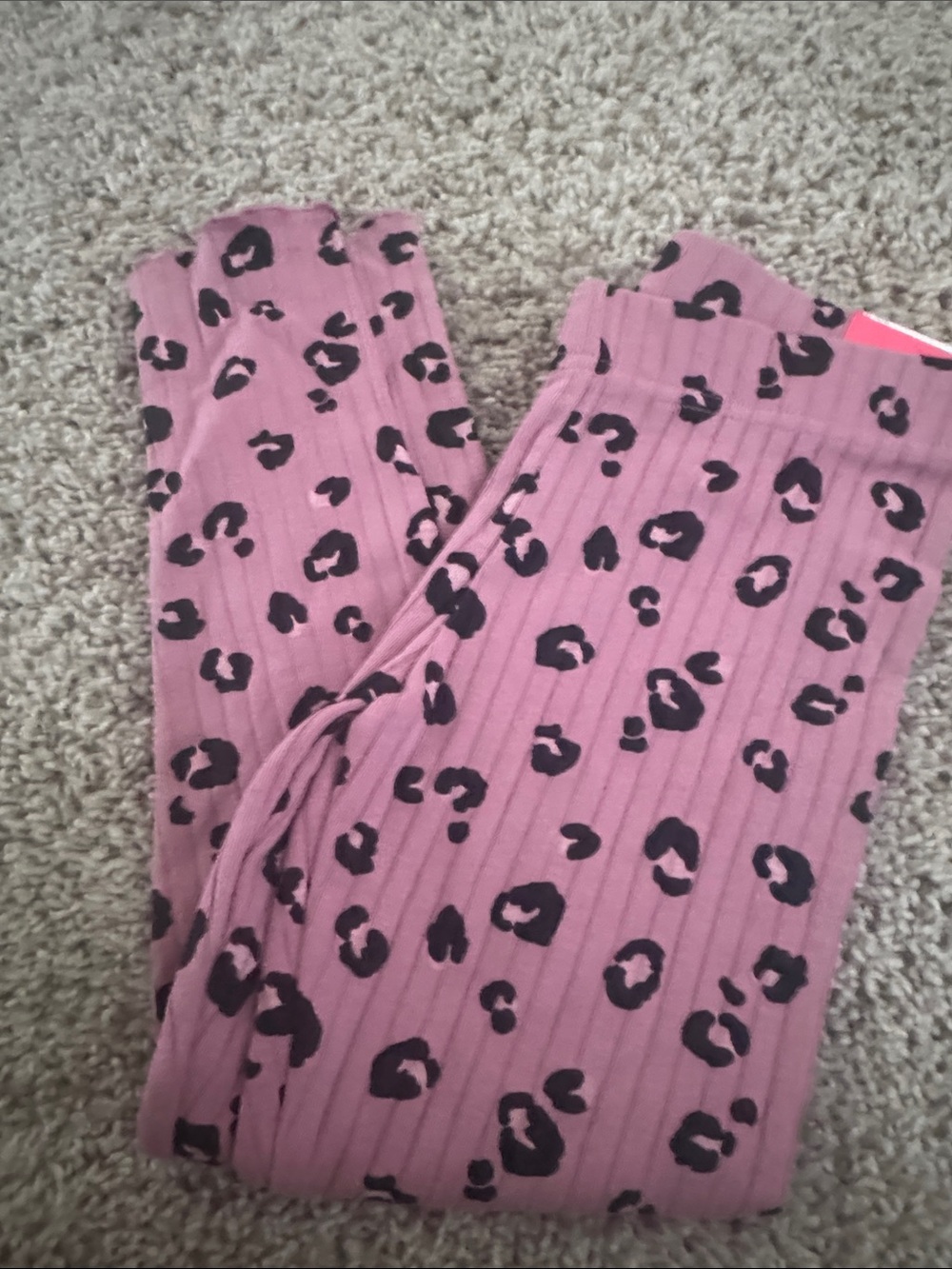 Isaac Mizrahi Pink Ribbed Leopard Kids Leggings